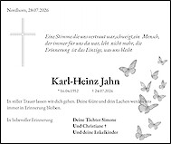 Traueranzeige Karl-Heinz Jahn, Nordhorn
