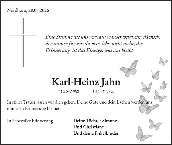 Traueranzeige von Karl-Heinz Jahn, Nordhorn