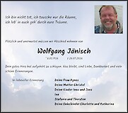 Traueranzeige Wolfgang J&auml;nisch, Dortmund