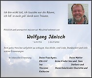 Traueranzeige Wolfgang J&auml;nisch, Dortmund
