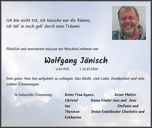 Traueranzeige von Wolfgang J&auml;nisch, Dortmund