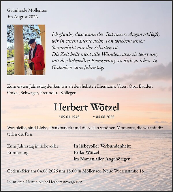 Jahresgedenken von Herbert W&ouml;tzel