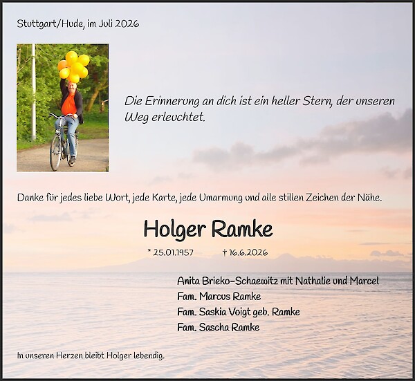 Danksagung von Holger Ramke, Stuttgart