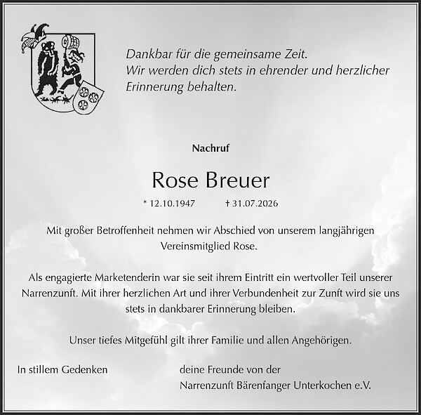 Traueranzeige von Rose Breuer