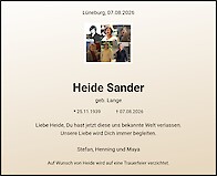 Traueranzeige Heide Sander
