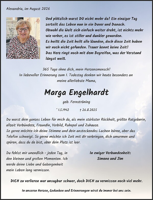 Jahresgedenken von Marga Engelhardt, M&uuml;nster
