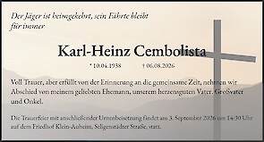 Traueranzeige Karl-Heinz Cembolista