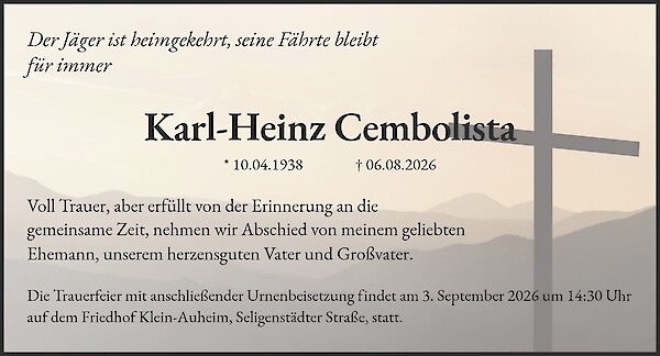Traueranzeige von Karl-Heinz Cembolista