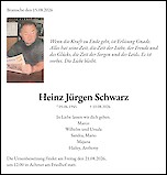 Traueranzeige Heinz J&uuml;rgen Schwarz