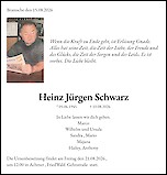 Traueranzeige Heinz J&uuml;rgen Schwarz