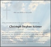 Traueranzeige Christoph Stephan Kr&ouml;mer, Berlin