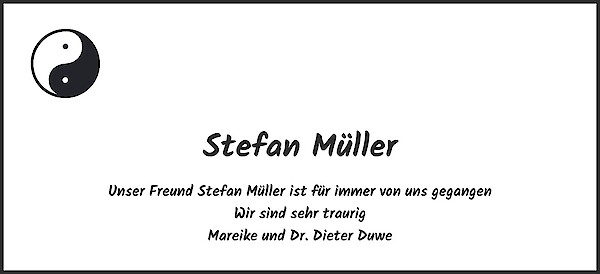 Danksagung von Stefan M&uuml;ller