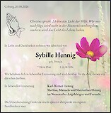Traueranzeige Sybille Hennig, Coburg