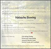 Traueranzeige Natascha Benning, Essen Werden