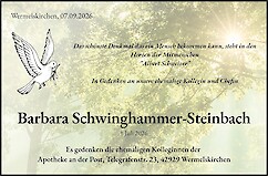 Traueranzeige Barbara Schwinghammer-Steinbach