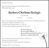 Traueranzeige Barbara Charlotte Barlogie