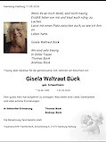 Traueranzeige Gisela Waltraut B&uuml;ck, Hamburg-Harburg