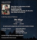 Traueranzeige Ute Kluge, Leipzig