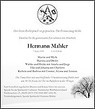 Traueranzeige Hermann Mahler