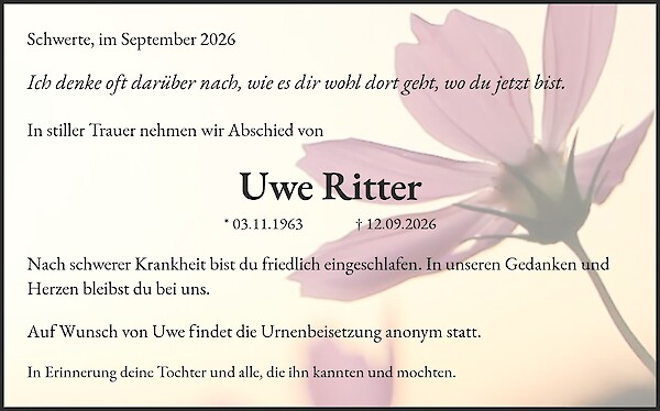 Obituary of Uwe Ritter