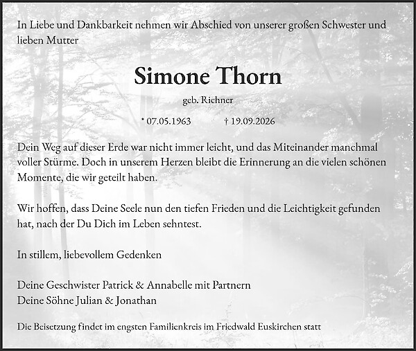 Traueranzeige von Simone Thorn