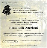 Traueranzeige Horst Willi Osterland, Rohrberg, Hallein (&Ouml;sterreich) im September 2026