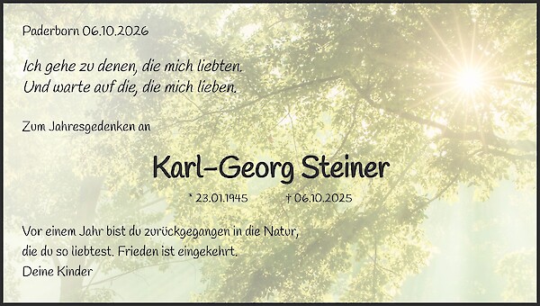 Jahresgedenken von Karl-Georg Steiner