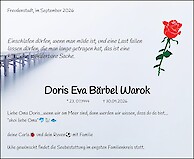 Traueranzeige Doris Eva B&auml;rbel Warok