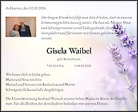 Traueranzeige Gisela Waibel