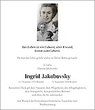 Traueranzeige Ingrid Jakobovsky