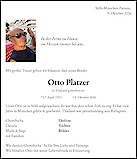 Traueranzeige Otto Platzer, Pattaya