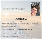 Traueranzeige Jonas Hainz