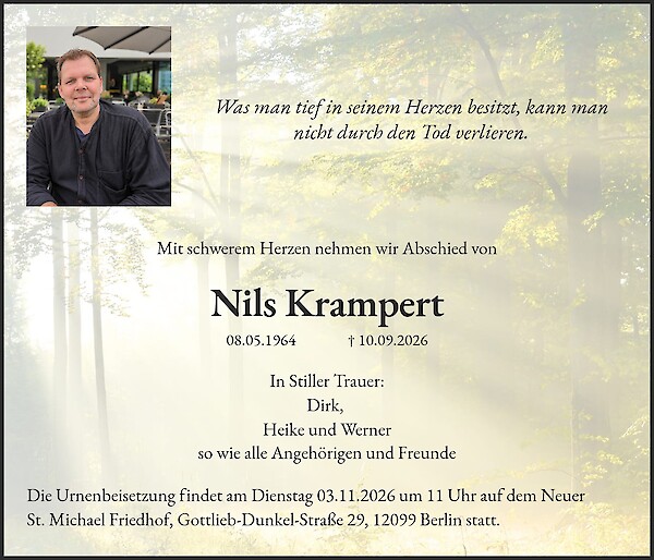 Traueranzeige von Nils Krampert