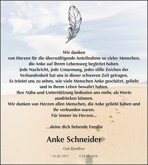 Danksagung von Anke Schneider
