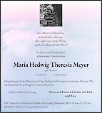 Traueranzeige Maria Hedwig Theresia Meyer, Hannover