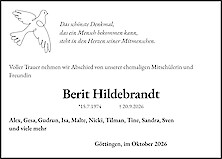 Traueranzeige Berit Hildebrandt