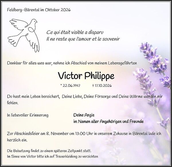 Traueranzeige von Victor Philippe