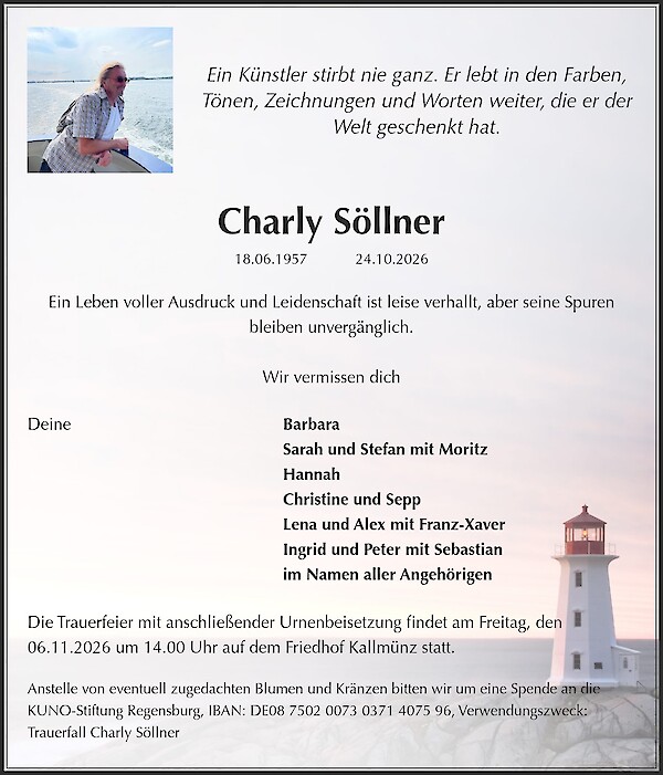 Traueranzeige von Charly S&ouml;llner