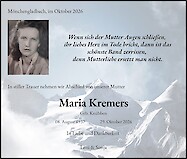 Traueranzeige Maria Kremers