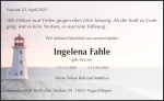 Todesanzeige Ingelena Fahle, Sassnitz
