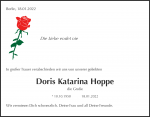 Todesanzeige Doris Katarina Hoppe, Berlin