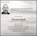 Todesanzeige Thomas Koch, Kevelaer