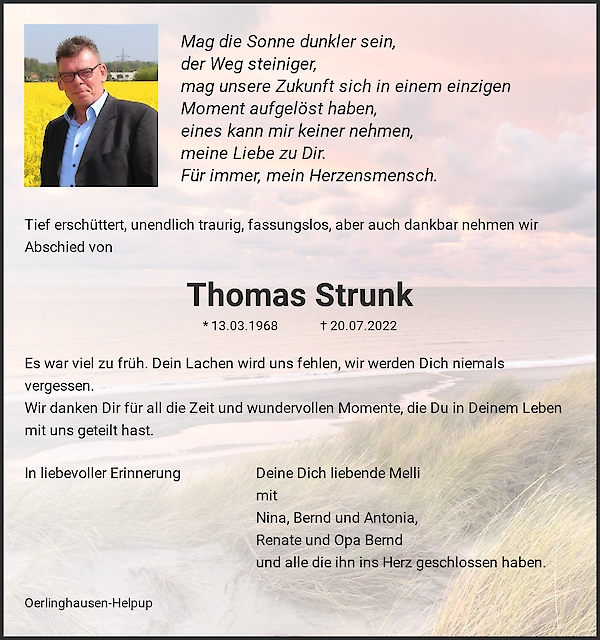 Traueranzeige von Thomas Strunk, Oerlinghausen