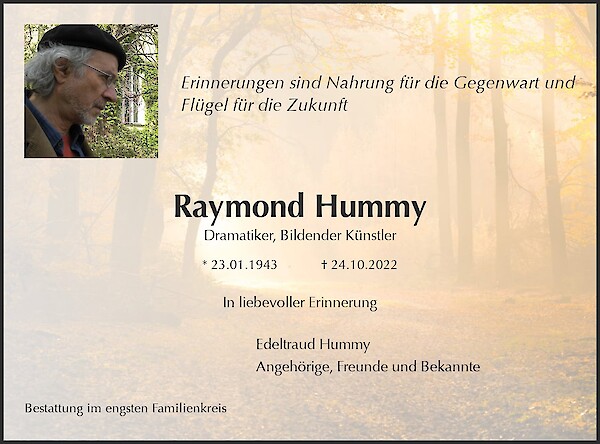 Traueranzeige von Raymond Hummy, München