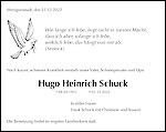 Todesanzeige Hugo Heinrich Schuck, Schaafheim