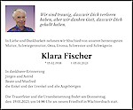 Todesanzeige Klara Fischer, Wächtersbach