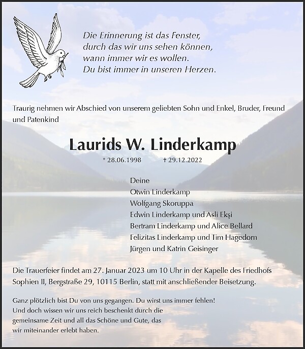 Obituary Laurids W. Linderkamp, Berlin
