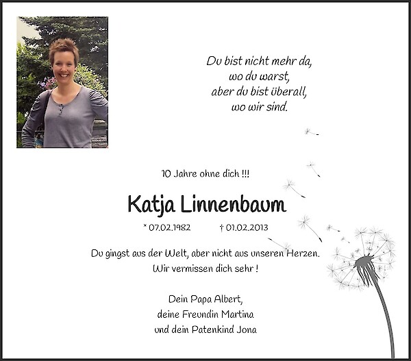 Obituary Katja Linnenbaum, Steinfurt