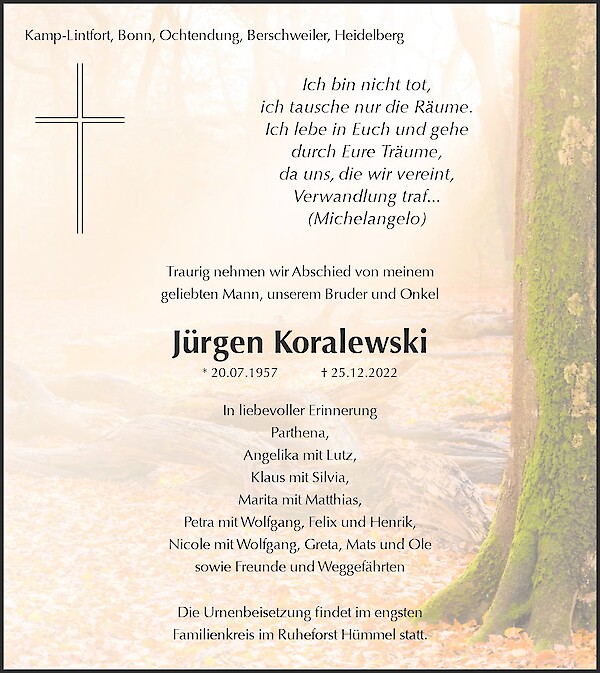 Obituary Jürgen Koralewski, Heidelberg