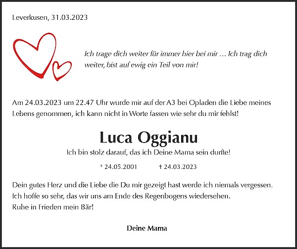Obituary Luca Oggianu